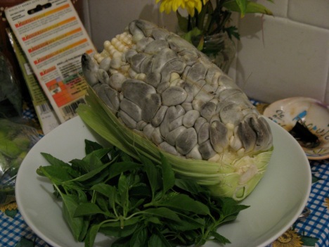 Huitlacoche on the cob looks intimidating...